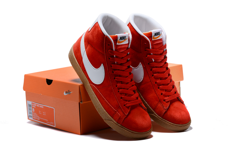 Women Nike Blazer Mid PRM VNTG Red White Gum Sole Shoes